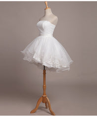 Lovely White Lace and Organza Short Graduation Dresses Prom Dresses, Short Teen Formal Dresses