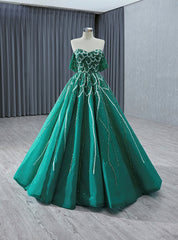 Luxury Green Tulle Off the Shoulder Beading Sequins Prom Dress