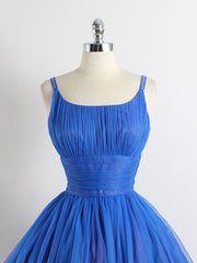 Royal Blue Spaghetti straps Tulle A-line Short Prom Dresses