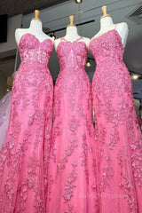 Mermaid Hot Lace Long Prom Dresses, Long Hot Formal Graduation Evening Dresses