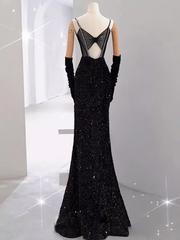 Mermaid Long Prom Dresses New Arrival Sexy Black Slit Evening Dresses