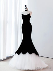 Mermaid Velvet Black Long Prom Dress, Black Long Formal Dress