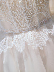 Mini/Short Beige Prom Dresses, Puffy Beige Homecoming Dresses With Lace