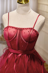 Mini/Short Burgundy Prom Dresses,  Puffy Cute Burgundy Homecoming Dresses