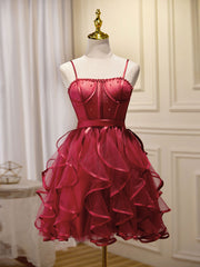 Mini/Short Burgundy Prom Dresses,  Puffy Cute Burgundy Homecoming Dresses