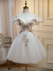 Mini/Short Light Champagne Prom Dresses, Short Puffy Homecoming Dresses