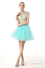 Mint Green Beaded Short Homecoming Dresses