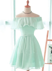 Mint Green Chiffon Short Party Dresses Bridesmaid Dresses, Chiffon Prom Dresses