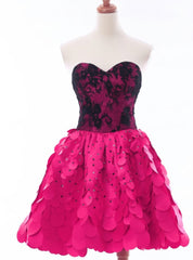 New arrivals Fuchsia Sweetheart Lace Beaded Short Homecoming Dresses