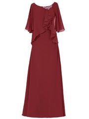 New arrivals Scoop Neck Rhinestone Chiffon Floor-Length Mother of the Bride Dresses