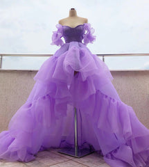 Off the Shoulder Lavender High Low Quinceanera Dresses