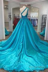 One Shoulder A Line Prom Dress with Beading Waist