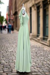 One Shoulder Chiffon Bridesmaid Dress With Slit