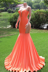 Vestidos de baile de baile de naranja sexy sirena mujer vestido de noche sin mangas abiertas