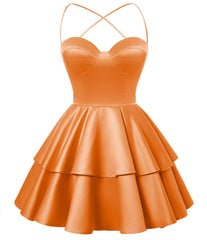 Vestido laranja de cetim caseiro