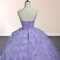 Organza Ball Gown Sweetheart Lavender Pleats Party Dresses