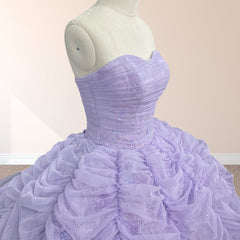 Organza Ball Gown Sweetheart Lavender Pleats Party Dresses