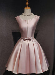 Pink Satin Short Party Dresses , Lovely Satin Homecoming Dresses