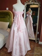 Pink Shimmering Satin Spaghetti Straps Prom Dress Fairy A Line Princess Dress Evening Gown