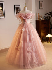 Pink Tulle Off the Shoulder Pleats Quinceanera Dress