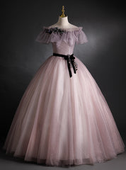 Pink Tulle Off the Shoulder Quinceanera Dress