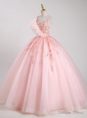 Pink Tulle Spaghetti Straps Sequins Beading Quinceanera Dress