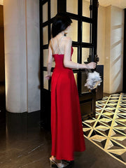 Pretty A Line Spaghetti Straps Red Knee Length Prom Dresses Evening Gowns Birthday Dresses