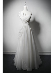 Pretty White Strapless Pleats Wedding Dresses