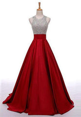 2025 Gorgeous Red Sequins Floor-Length/Long A-Line/Princess Satin Prom Dresses