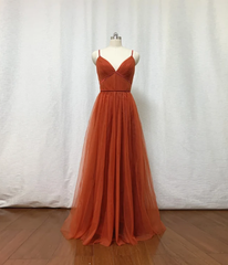 Bridesmaid Dresses, Burnt Tulle Bridesmaid Dresses, 2025 Spaghetti Straps Boho