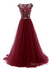 Burgundy Wine Red Beading Long Sexy Prom Dresses