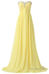 Sweetheart Long Yellow Chiffon Beaded Pregnant High Low For Teens Simple Cheap Bridesmaid Dresses