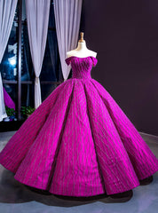 Purple Ball Gown Off the Shoulder Haute Couture Prom Dresses