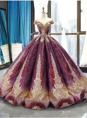 Purple Ball Gown Sequins Bateau Cap Sleeve Backless Haute Couture Prom Dresses