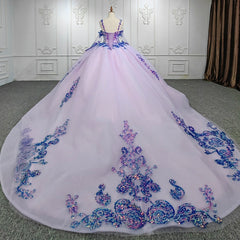 Purple Beaded Sweetheart Evening Party Dresses Sequined Ball Gown