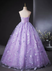 Purple Lovely Long Lace Sweet 16 Dresses, Purple Lace Prom Dresses Party Dresses