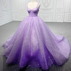 Purple Sweetheart Sequined Evening Party Dresses