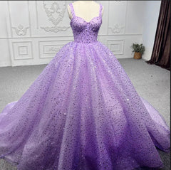 Purple Sweetheart Sequined Evening Party Dresses