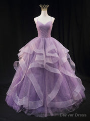 Purple Tulle Sequins Spaghetti Straps Pleats Prom Dress