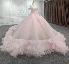 Quinceanera Ball Gown  Off-the-Shoulder  Sequined Pink Dresses