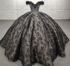 Quinceanera Black Off-the-Shoulder Ball Gown Dress