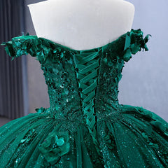 Quinceanera Dresses Appliques Dark Green Evening Dresses Sweetheart Sleeveless Ball Gown