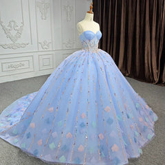 Quinceanera Dresses Chic Strapless Sweep Train Evening Dresses Sweetheart Lace Up Prom Dresses