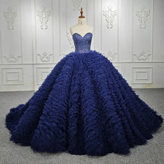 Quinceanera Dresses Classic Dark Navy Strapless Quinceanera Dresses Sleeveless Sweetheart Beading Ball Gown