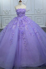 Quinceanera Dresses Elegant Party Princess Dresses Pearls Strapless Evening Gown Appliques Ball Gown