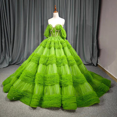 Quinceanera Dresses Green Exquisite A Line Off-the-Shoulder Ball Gown