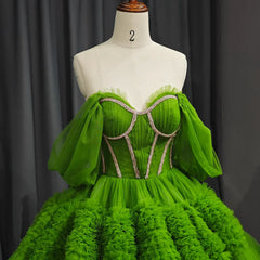 Quinceanera Dresses Green Exquisite A Line Off-the-Shoulder Ball Gown