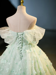 Quinceanera Kleid Grüne Tüll a-line Spitze Langes Prom Kleid Grüne Spitze Langes süßes Kleid