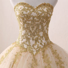 Quinceanera Dresses Ivory Ball Gown Sweetheart Strapless Sleeveless Appliques Beading Prom Dresses