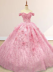 Quinceanera Dresses Luxury Ball Gown Appliques Off the Shoulder Sweet Dresses Beading